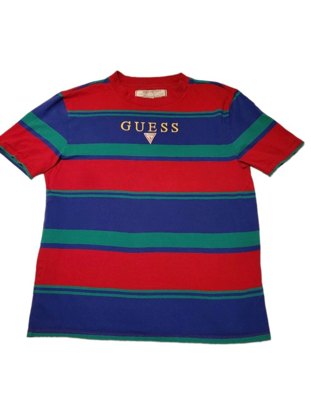 GUESS Originals Striped T-Shirt Men's Medium Red Green Blue American Tradition